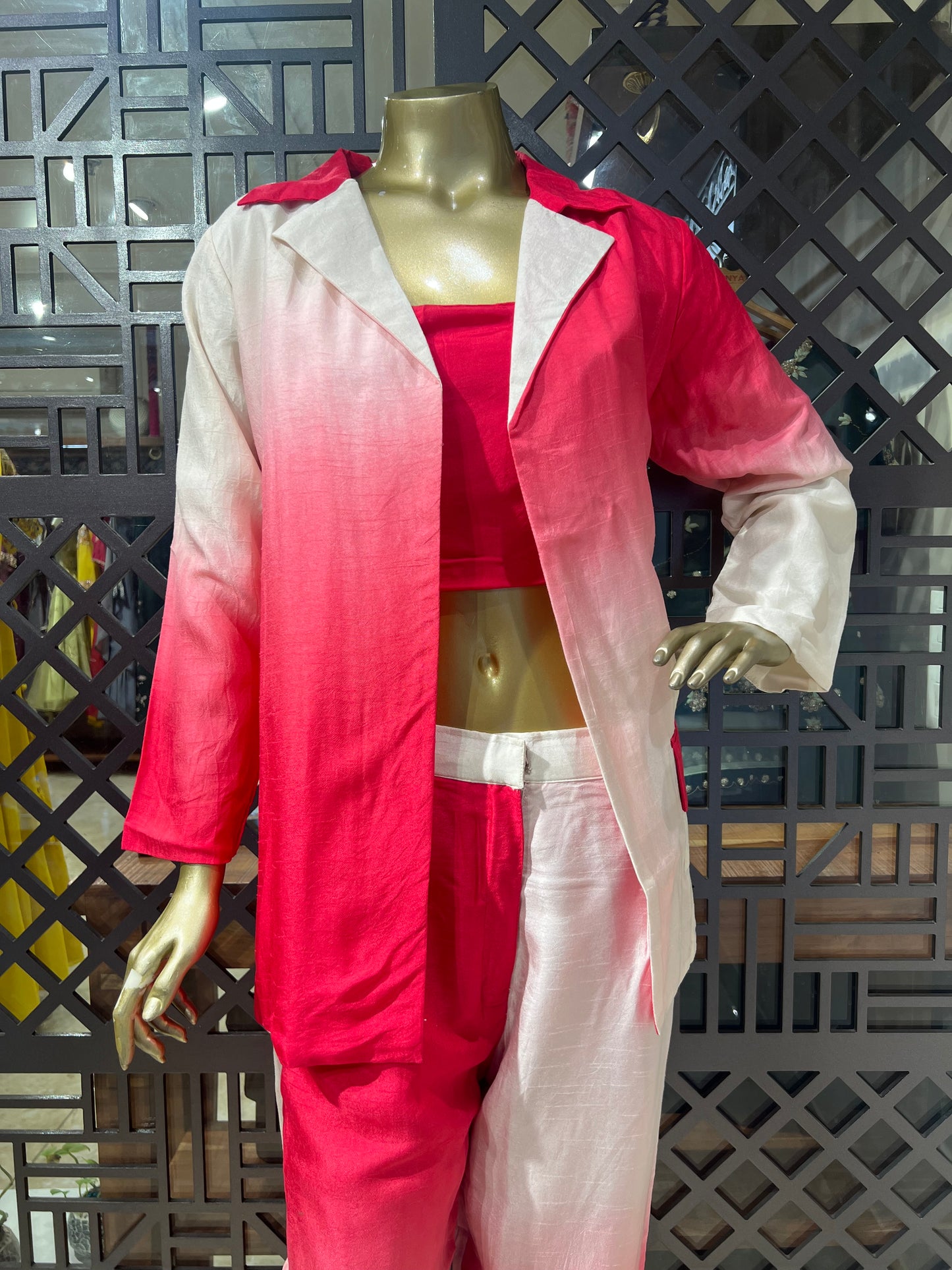 Red Ombre Dyed Pant Suit