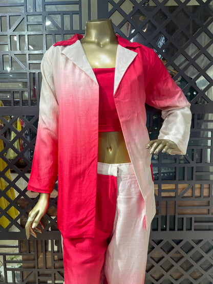 Red Ombre Dyed Pant Suit