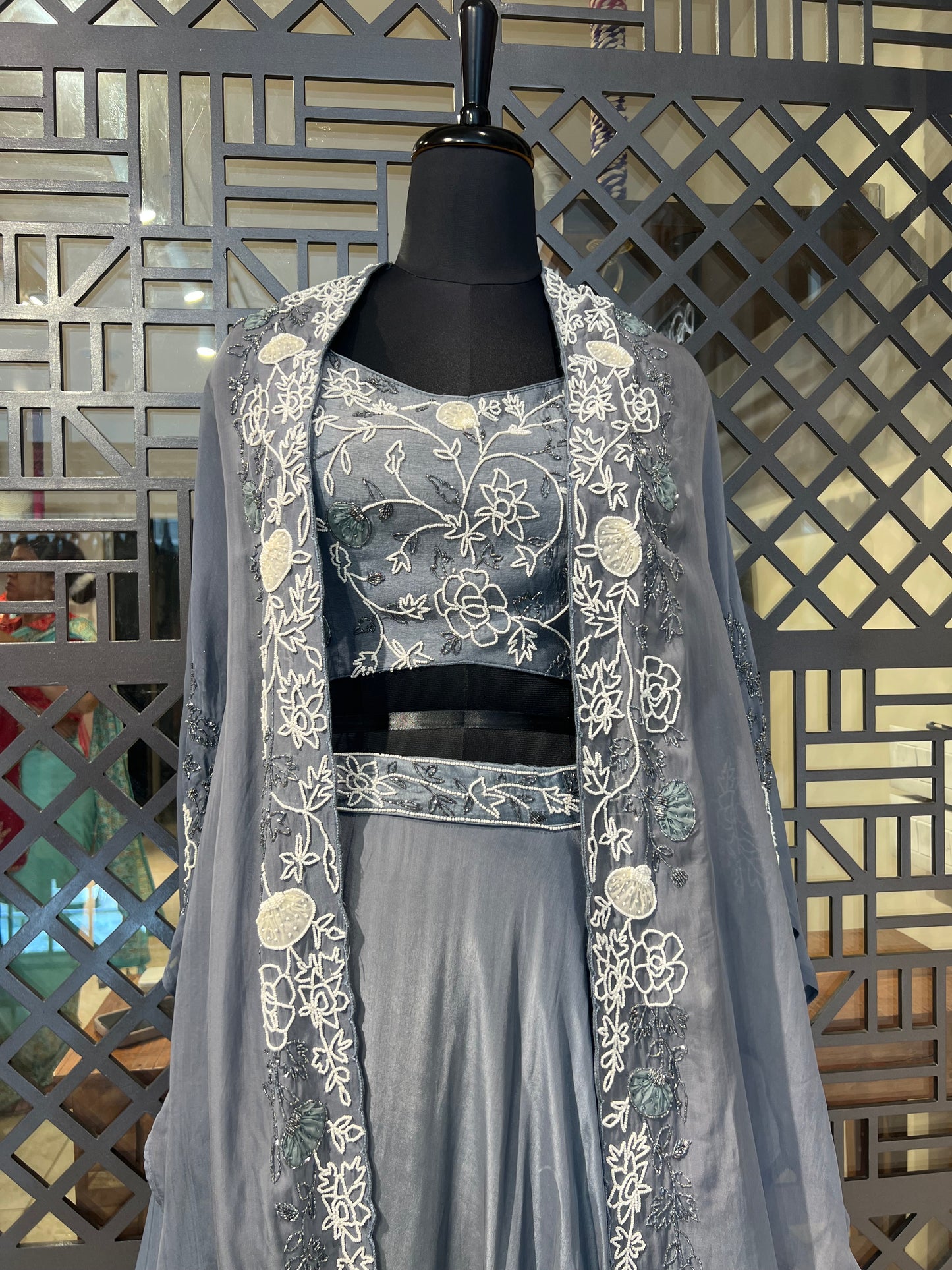 Grey Skirt with Cape Set