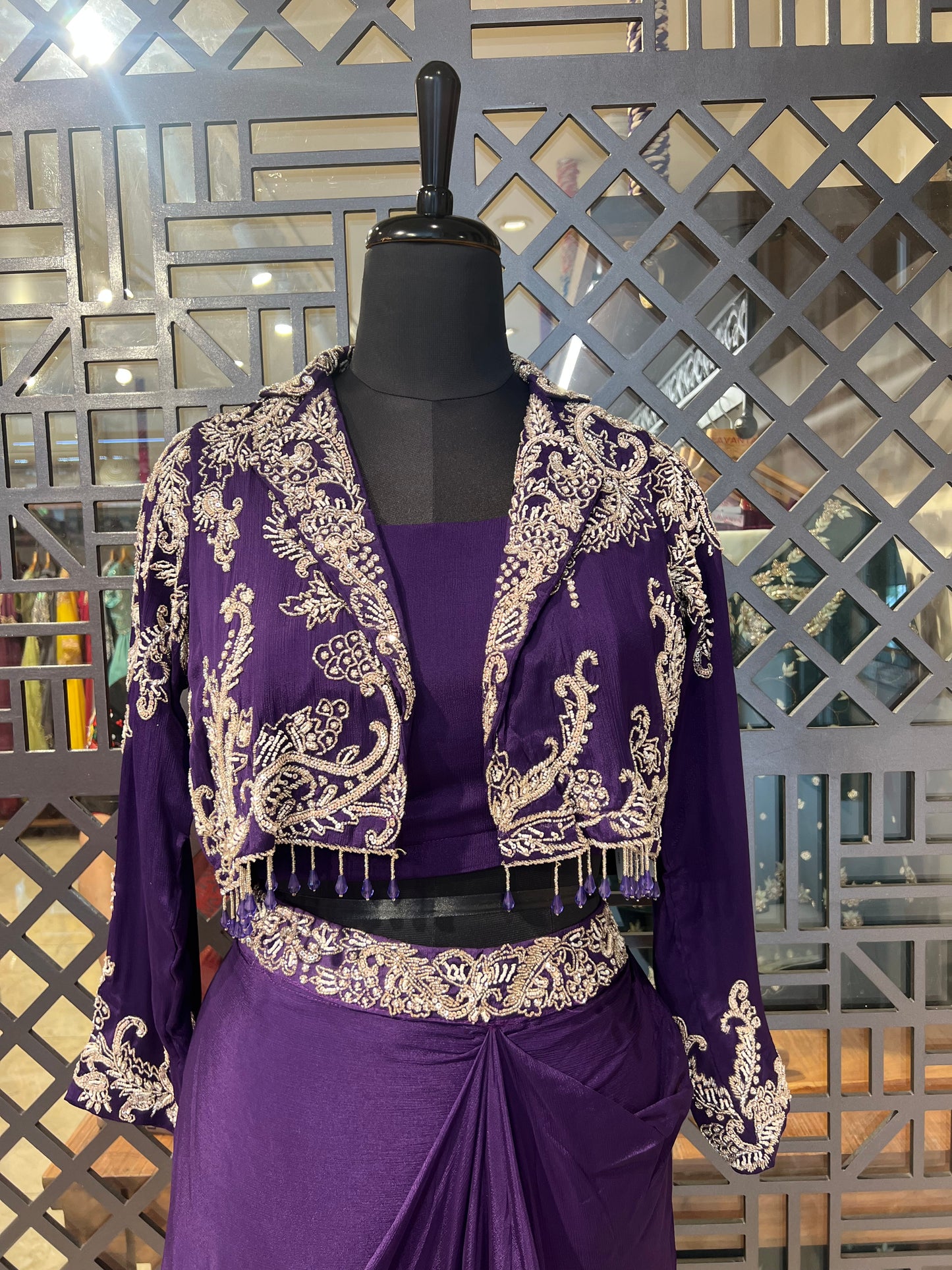 Purple Jacket Indo Western