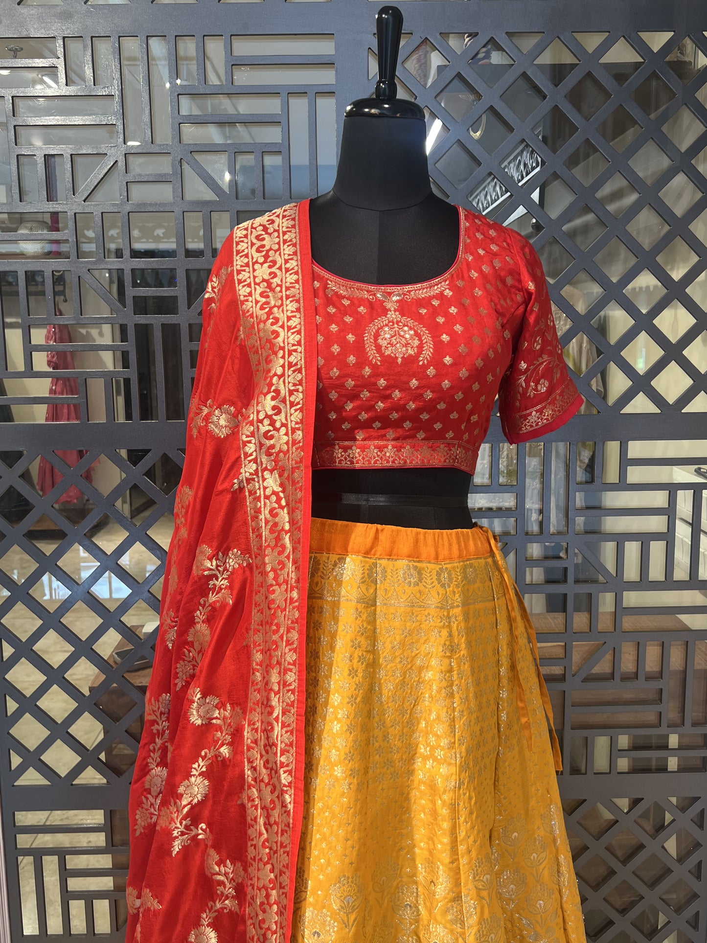 Yellow Banarsi Weaved Lehanga