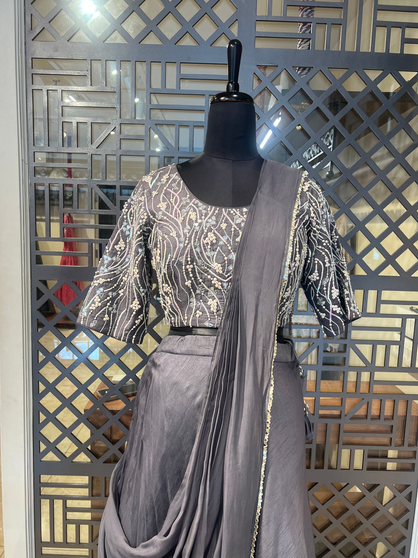 Grey Drape Lehanga