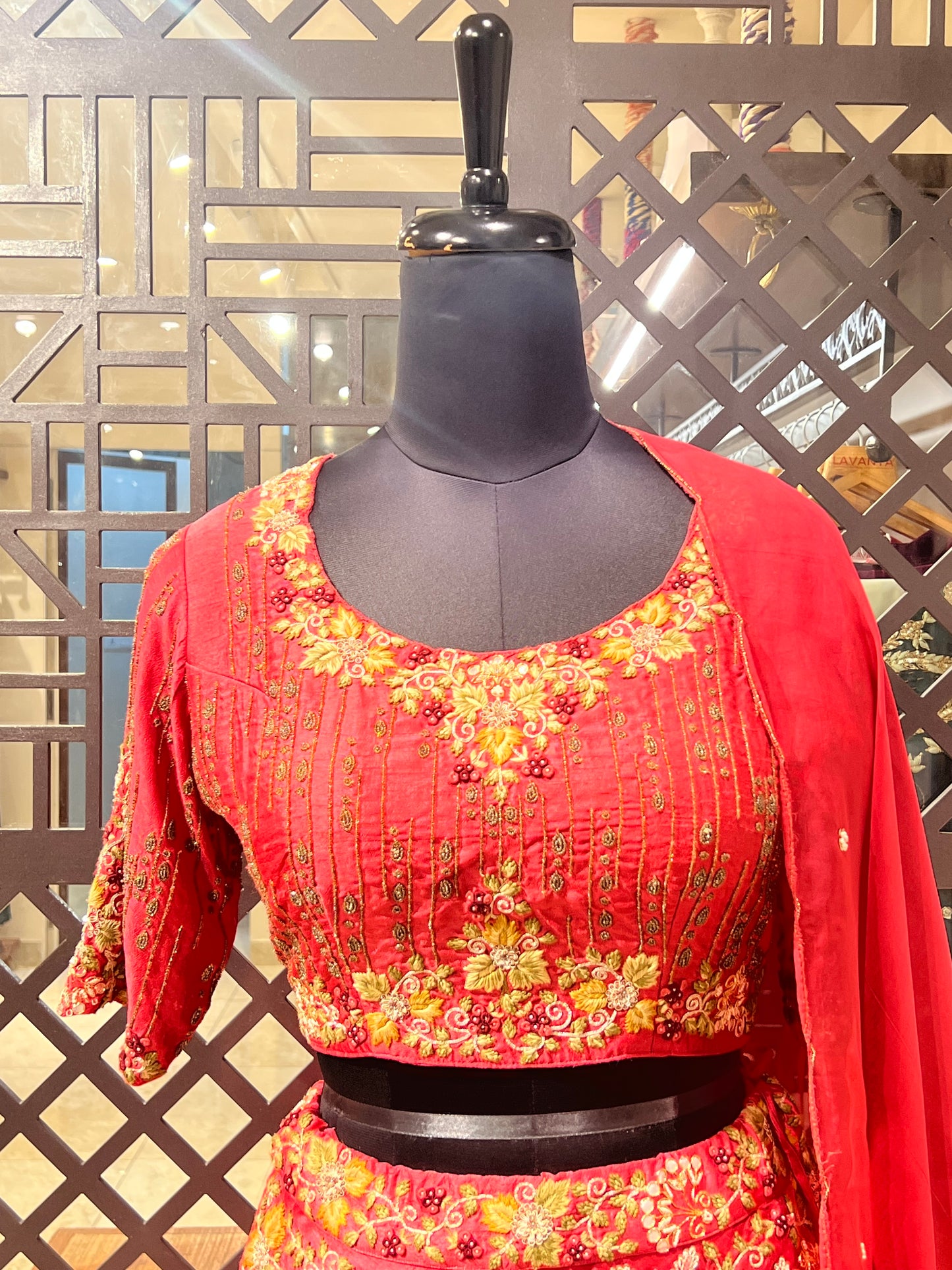 Peach Embellished Hand Work Lehanga
