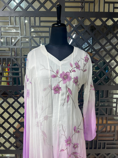 Ombre Dyed with Hand Painted Gown