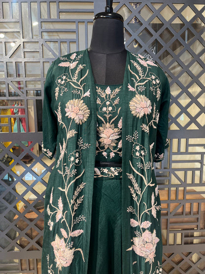 Bottle Green Lehanga with Jacket
