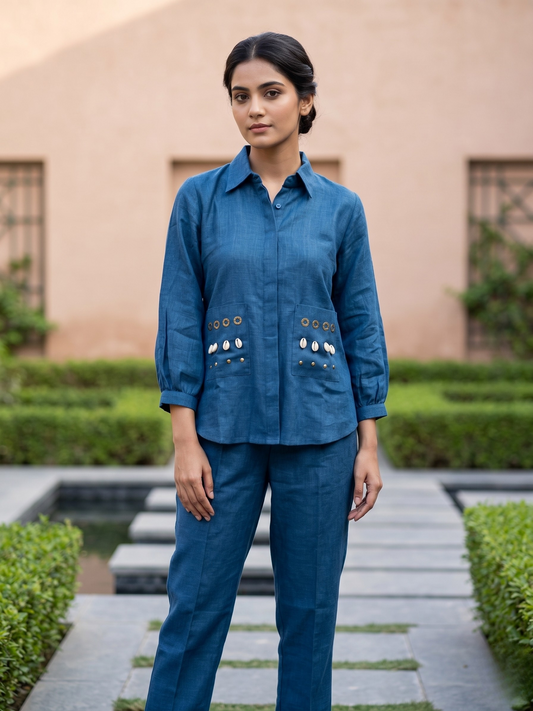 Blue Linen Co-ord Set