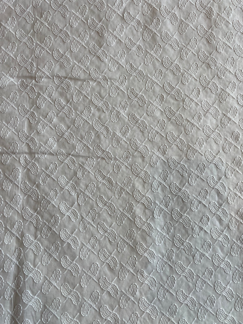 White Cotton Voile Embroidered Fabric