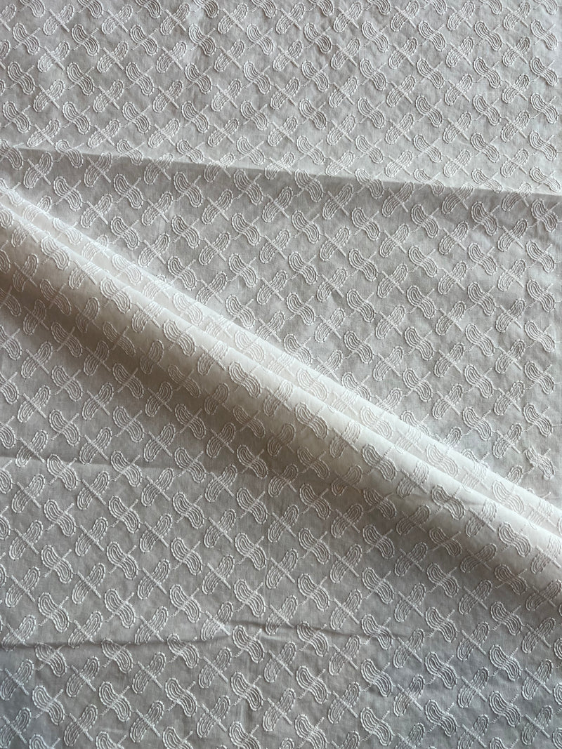 White Cotton Voile Embroidered Fabric