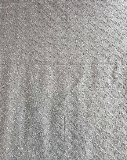 Cream Self Embroidered Cotton Fabric