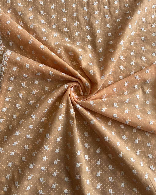 Peach Embroiderd Cotton Fabric