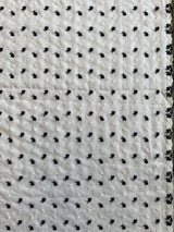 Black and White Embroidered Buti Cotton Fabric