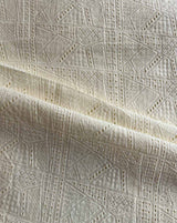 Cream Geometrical Embroidered Cotton Fabric