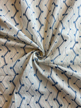 Blue Geometrical Embroidered Cotton Voile Fabric