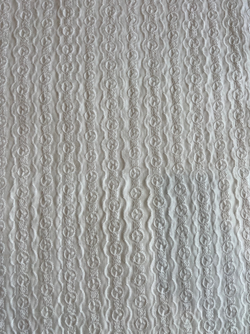 White Cotton Voile Embroidered Fabric