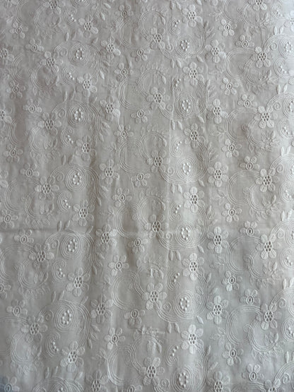 White 2 by 2 Rubia Embroidered Fabric