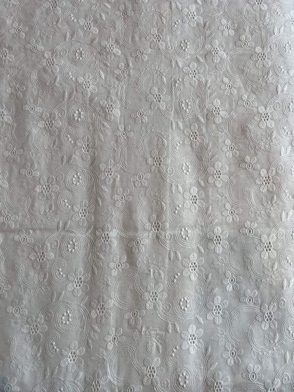 White 2 by 2 Rubia Embroidered Fabric