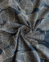 Black Leaf Pattern Embroidred 2 by 2 Rubia Fabric