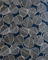 Black Leaf Pattern Embroidred 2 by 2 Rubia Fabric