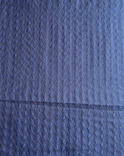 Blue Embroidered Cotton Fabric