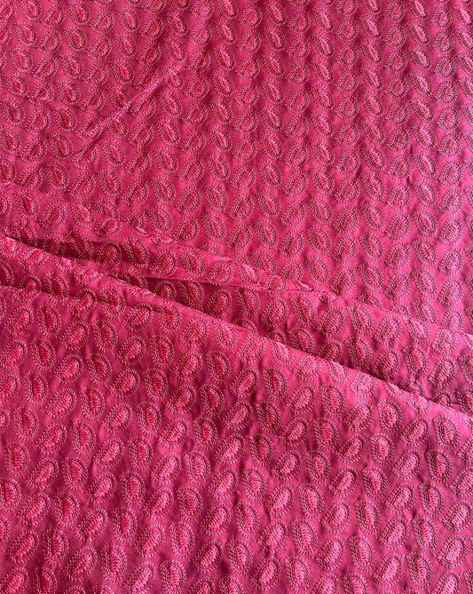 Maroon Embroidered Cotton Fabric
