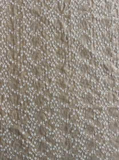 Chikoo Colour All Over Embroidered 2 by 2 Rubia Fabric