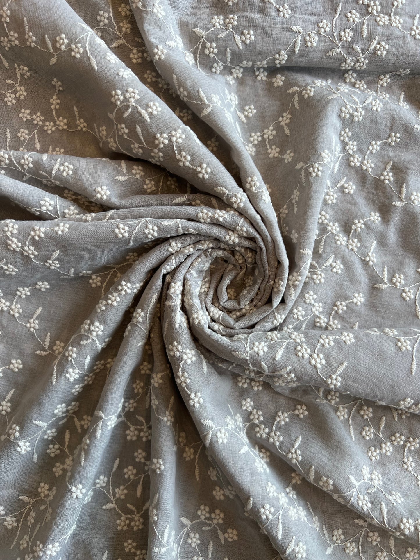 Grey Colour All Over Embroidered 2 by 2 Rubia Fabric