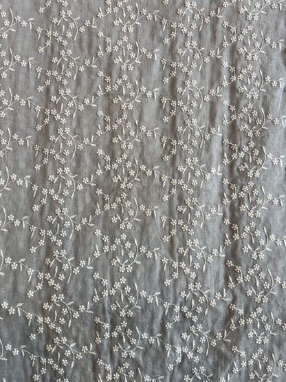Grey Colour All Over Embroidered 2 by 2 Rubia Fabric