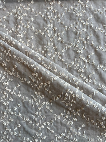 Grey Colour All Over Embroidered 2 by 2 Rubia Fabric