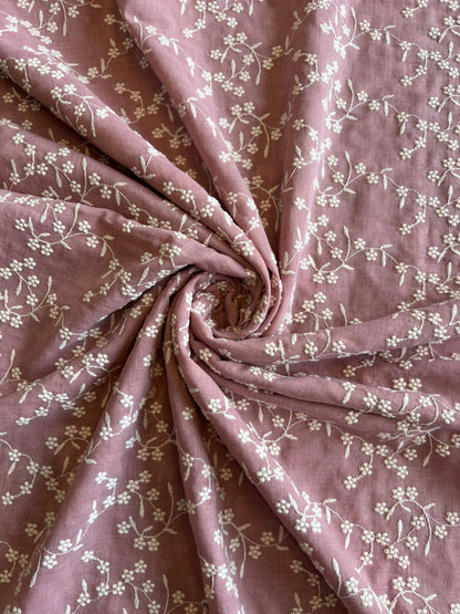 Wine Colour All Over Embroidered 2 by 2 Rubia Fabric