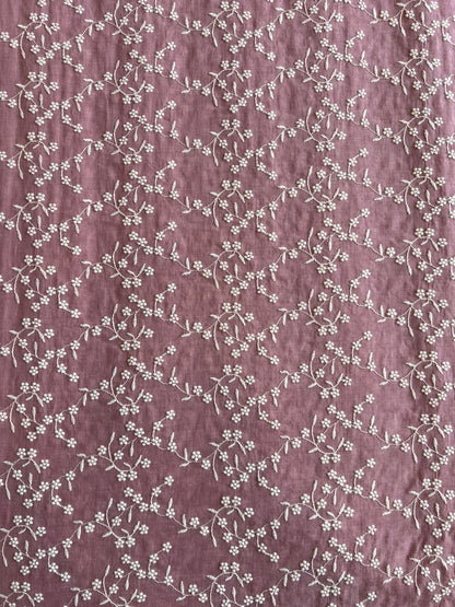 Wine Colour All Over Embroidered 2 by 2 Rubia Fabric