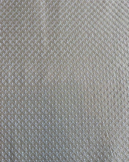 Beige Embroidered Cotton Fabric