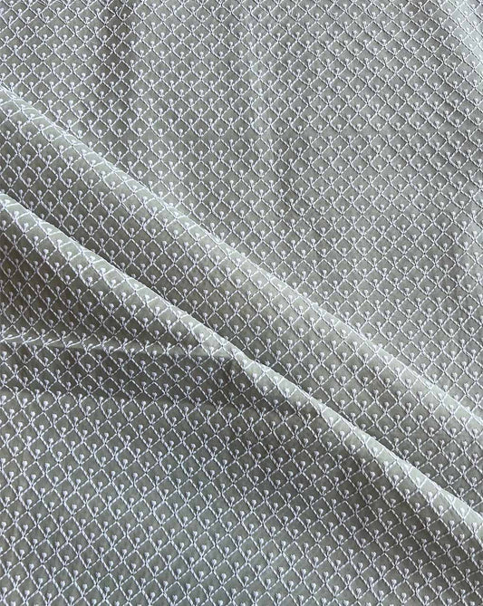Pista Green Embroidered Cotton Fabric