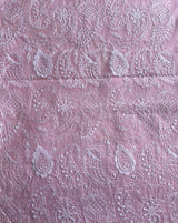 Baby Pink Kota Doriya Embroidered Fabric