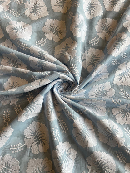 Sky Blue 2 by 2 Rubia Embroidered Fabric