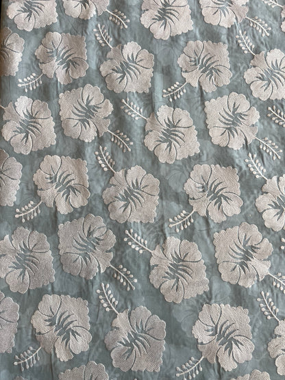 Sky Blue 2 by 2 Rubia Embroidered Fabric