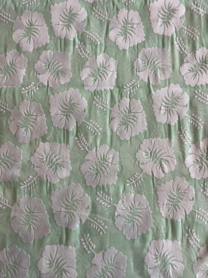 Mint Green 2 by 2 Rubia Embroidered Fabric