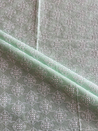 Mint Green All Over Geometrical Embroidered Fabric