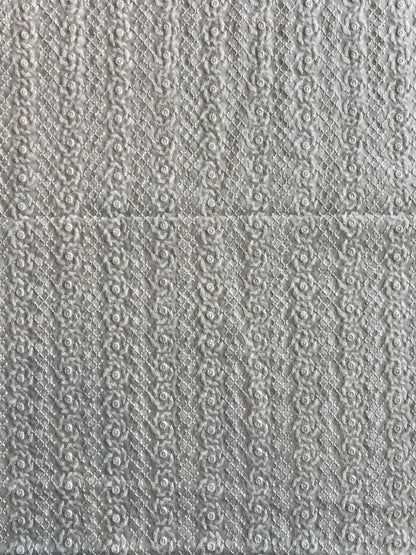 White Floral Embroidered Cotton Fabric