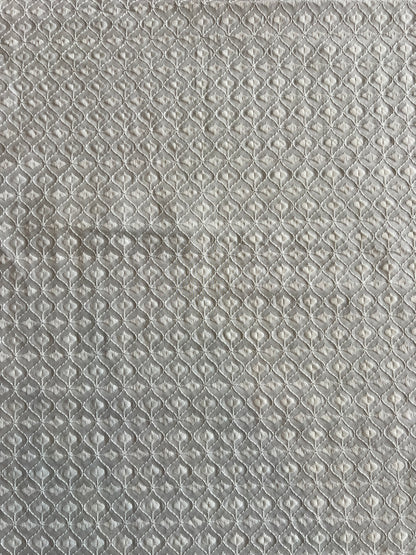 White Geometrical Embroidered Cotton Fabric