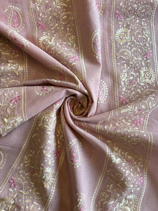 Lilac 2 by 2 Rubia Paisley Embroidered Patti Fabric