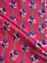 Pink 2 by 2 Rubia Embroidered Fabric