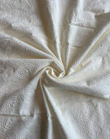 Cream Embroidered Cotton Fabric