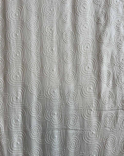 Cream Embroidered Cotton Fabric