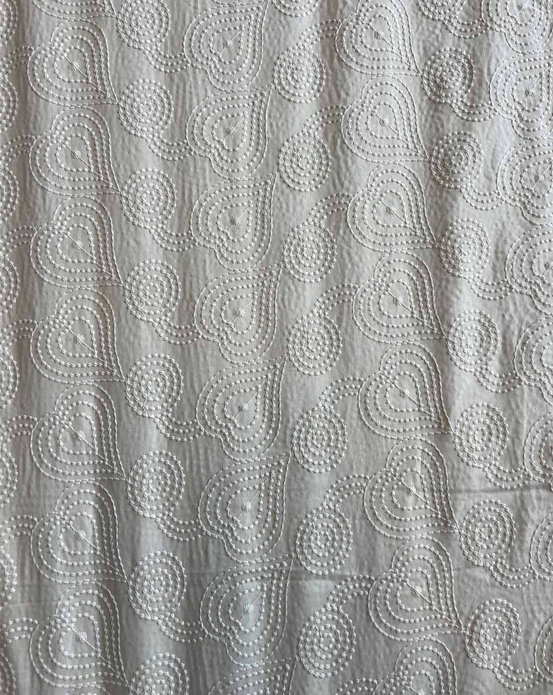 Cream Embroidered Cotton Fabric