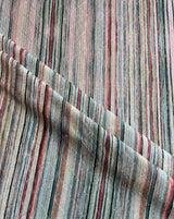 Green Multi Colour Stripes Print with Self Sequence Work Fabric