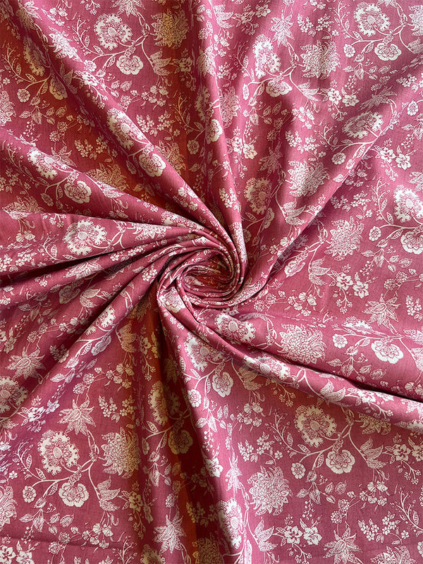 Pink Cotton Floral Printed Fabric