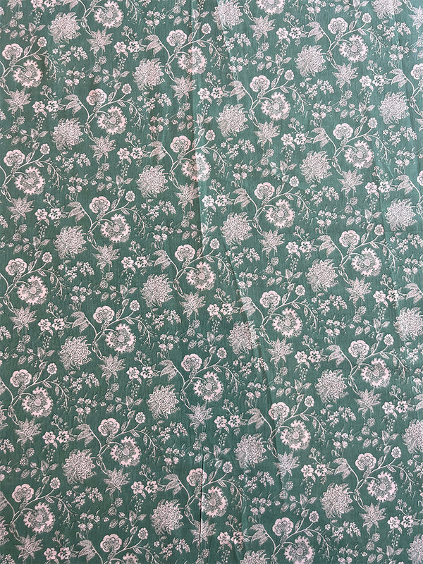 Rama Green Cotton Floarl Printed Fabric