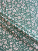 Rama Green Cotton Floarl Printed Fabric