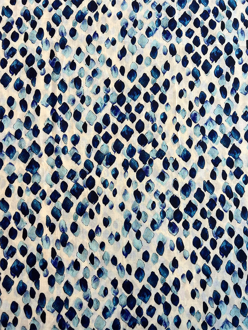 Blue Abstract Print Cotton Fabric