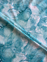 Blue Marble Print Cotton Fabric